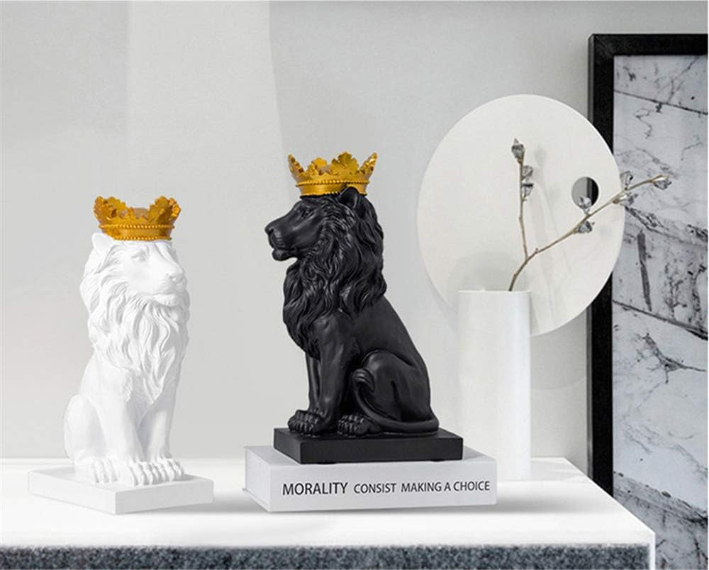Uterstyle Krone Löwe Ornamente Löwe Statue Löwe Sammlerfigur – Aus Harz – König Des Waldes Krone Löwen Skulptur Home Office Dekoration (Gold)