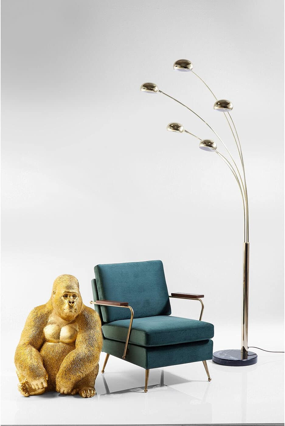 Kare Design Deko Figur Monkey Gorilla, Gold, Deko Objekt, Affe, Gorilla, Handbemalt, Unikat, 76X60X55 Cm (H/B/T)