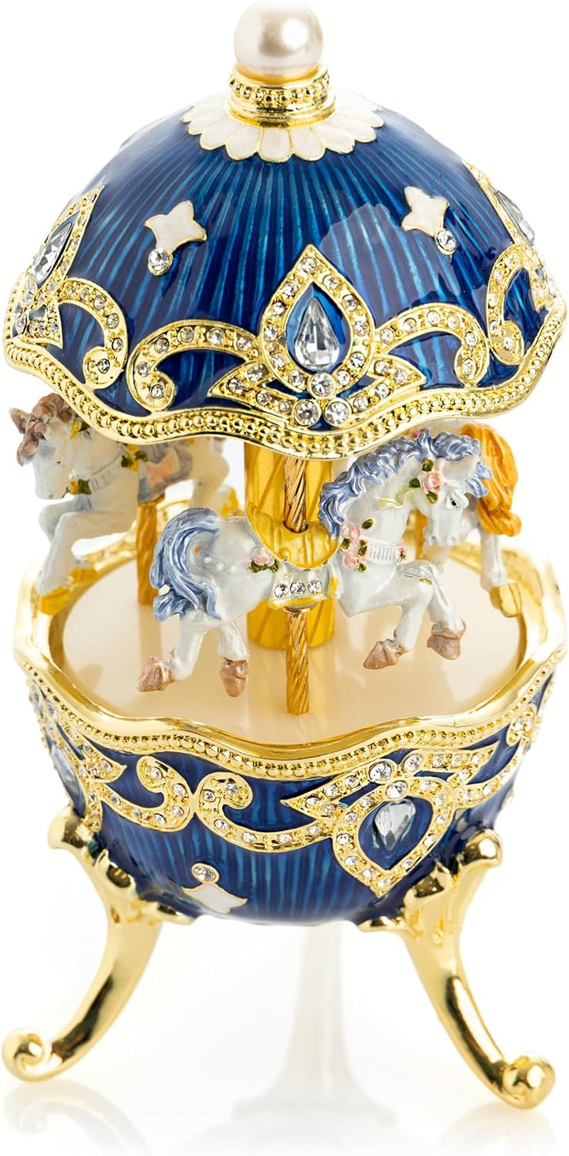 Carousel Horse Spieluhr | Schmuckobjekt mit Goldakzent