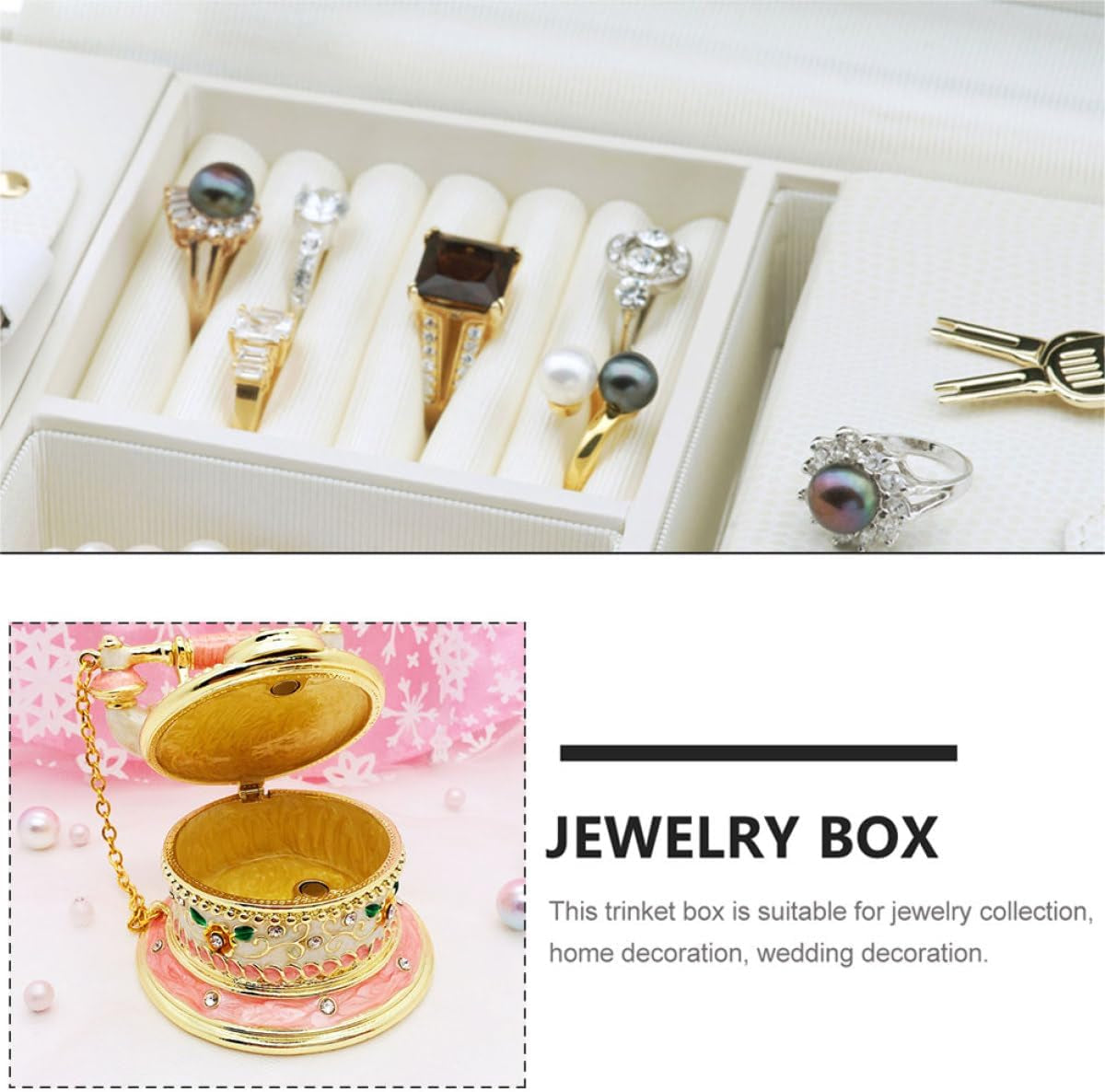 Vintage Phone Jewelry Box Schmuckkästchen mit Goldakzent - Bild 4