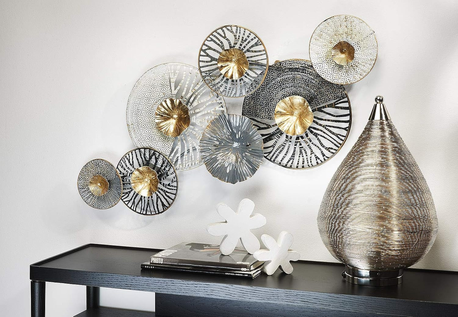 Roots Metall-Wandbild Gold 3D Wanddeko 105 x 50 cm