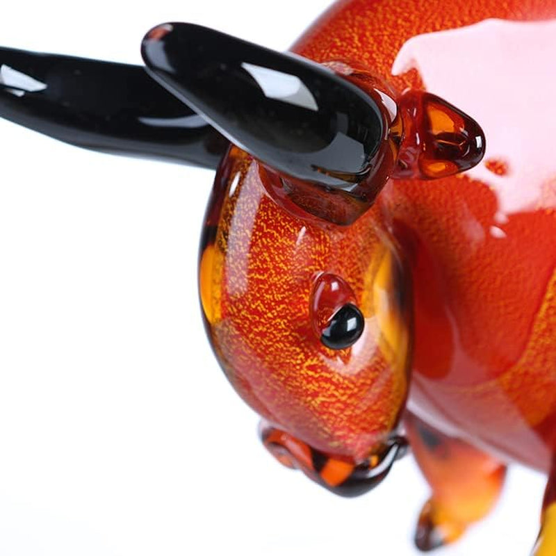Casablanca - Skulptur Stier - Aus Glas in Rot Orange Braun Schwarz H 28 Cm