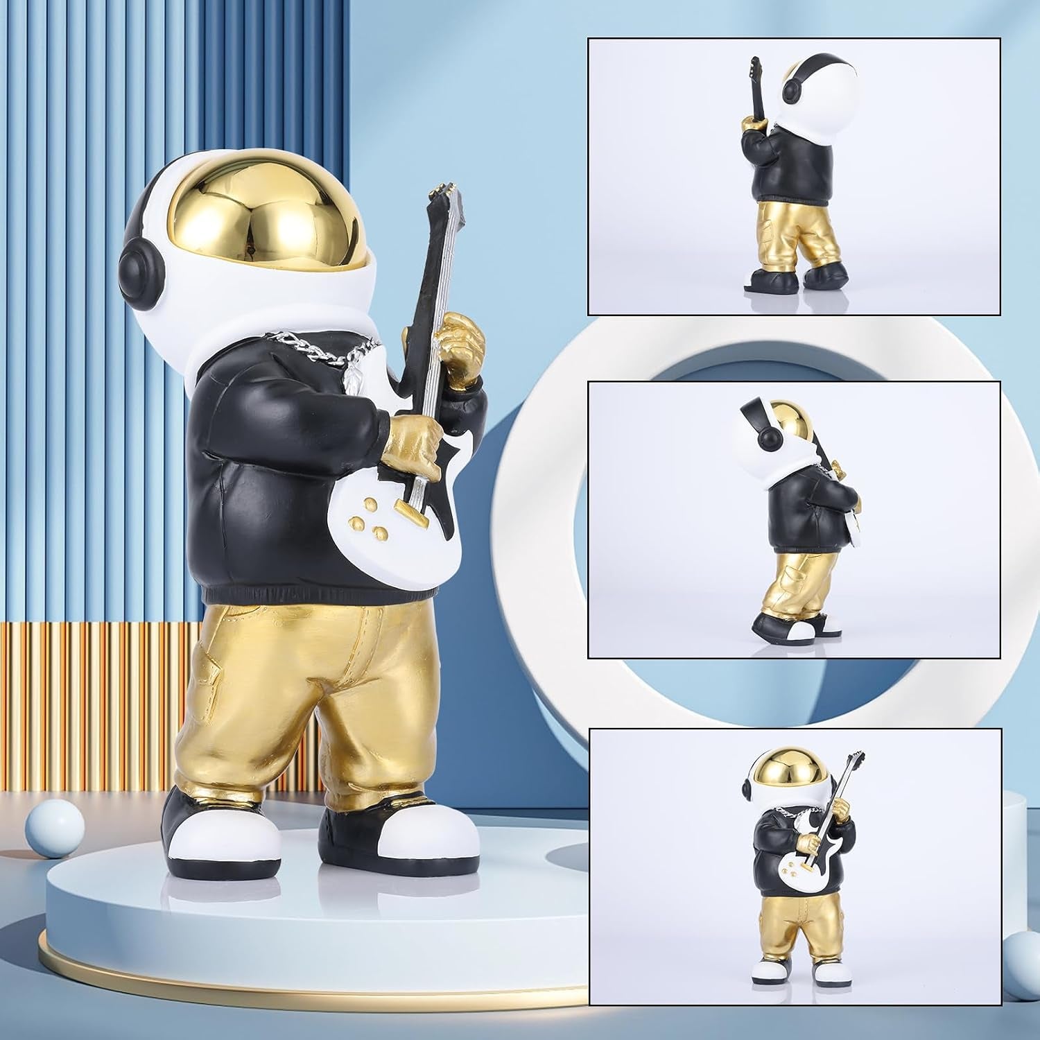 Astronaut Figur, Schwarz-Gold Spaceman Skulptur Astronautenstatue, Kindergeschenk, Ornament, Raumdekoration Für Männer, Zuhause Und Handwerk, Desktop-Zubehör, Tischdekoration, Wohnzimmer, Büro