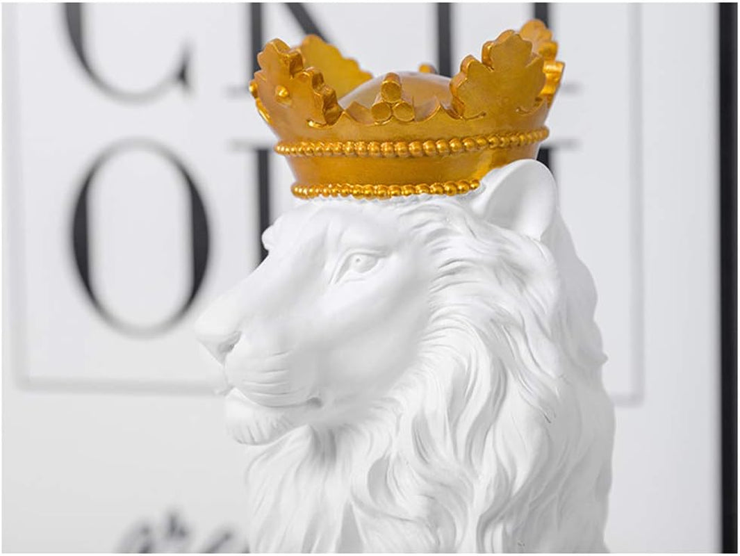 Uterstyle Krone Löwe Ornamente Löwe Statue Löwe Sammlerfigur – Aus Harz – König Des Waldes Krone Löwen Skulptur Home Office Dekoration (Gold)