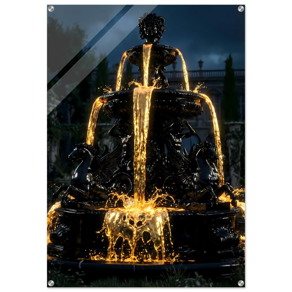 [Statement Leinwandbild "Liquid Enigma" – Tiefsinniges Luxus Wandbild für moderne Raumgestaltung & Büro] - Luxus Wandbild mit 24 Karat Gold | Dark Luxury Interior & Wanddekoration.