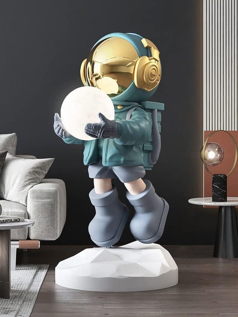 Statuen Home Decor Moderne Kunst Astronaut Statue Skulptur Korridor Licht Bodendekoration Ornamente Skulptur Deko (Color : Gold)
