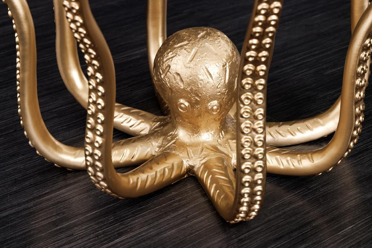 Wildlife Octopus Beistelltisch | Gold-Skulptur mit Glasplatte