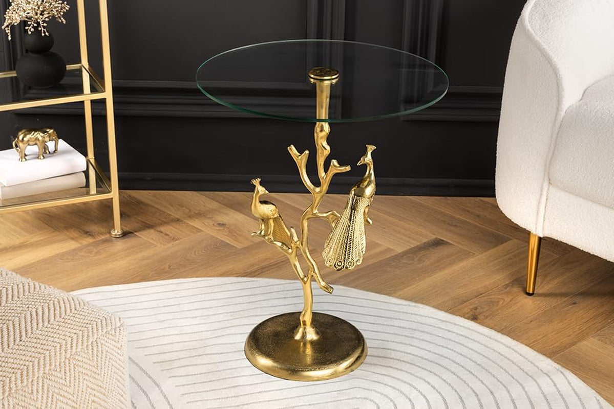 Wildlife Peacock Beistelltisch | Goldener Pfau 60 cm