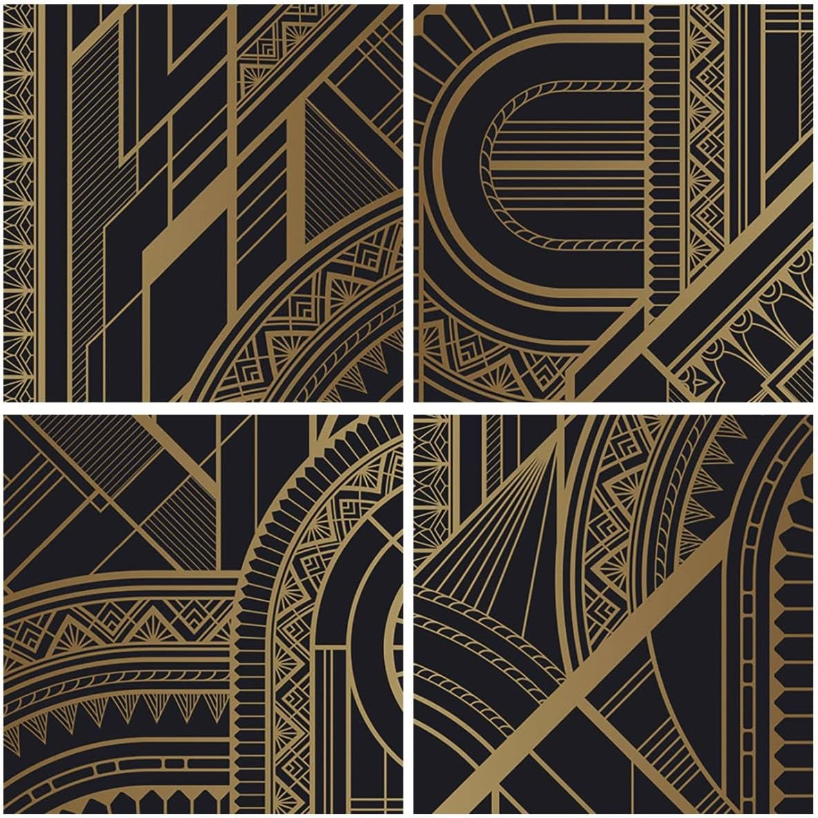 Ornament Gold Glasbild Schwarz-Gold 120 x 70 cm