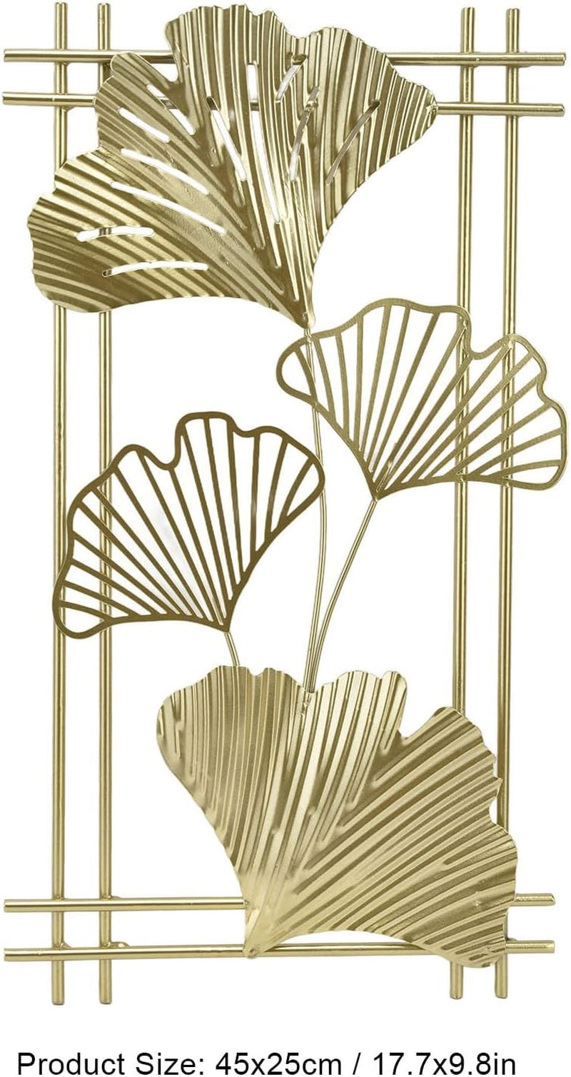 Goldene Metall-Wanddekoration, Alltägliche Dekoration Andere Dekorationsartikel Goldenes Blatt, Wandbehang, Kunstskulptur Mit Rahmen Für Wohnzimmer, Büro, Zuhause, Hotel