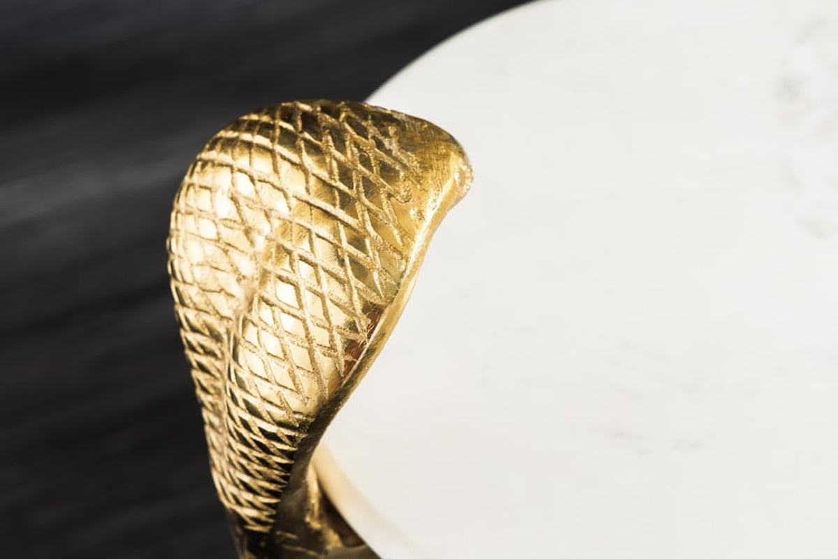 Wildlife Cobra Beistelltisch | Gold-Weiß mit Marmorlook 65 cm