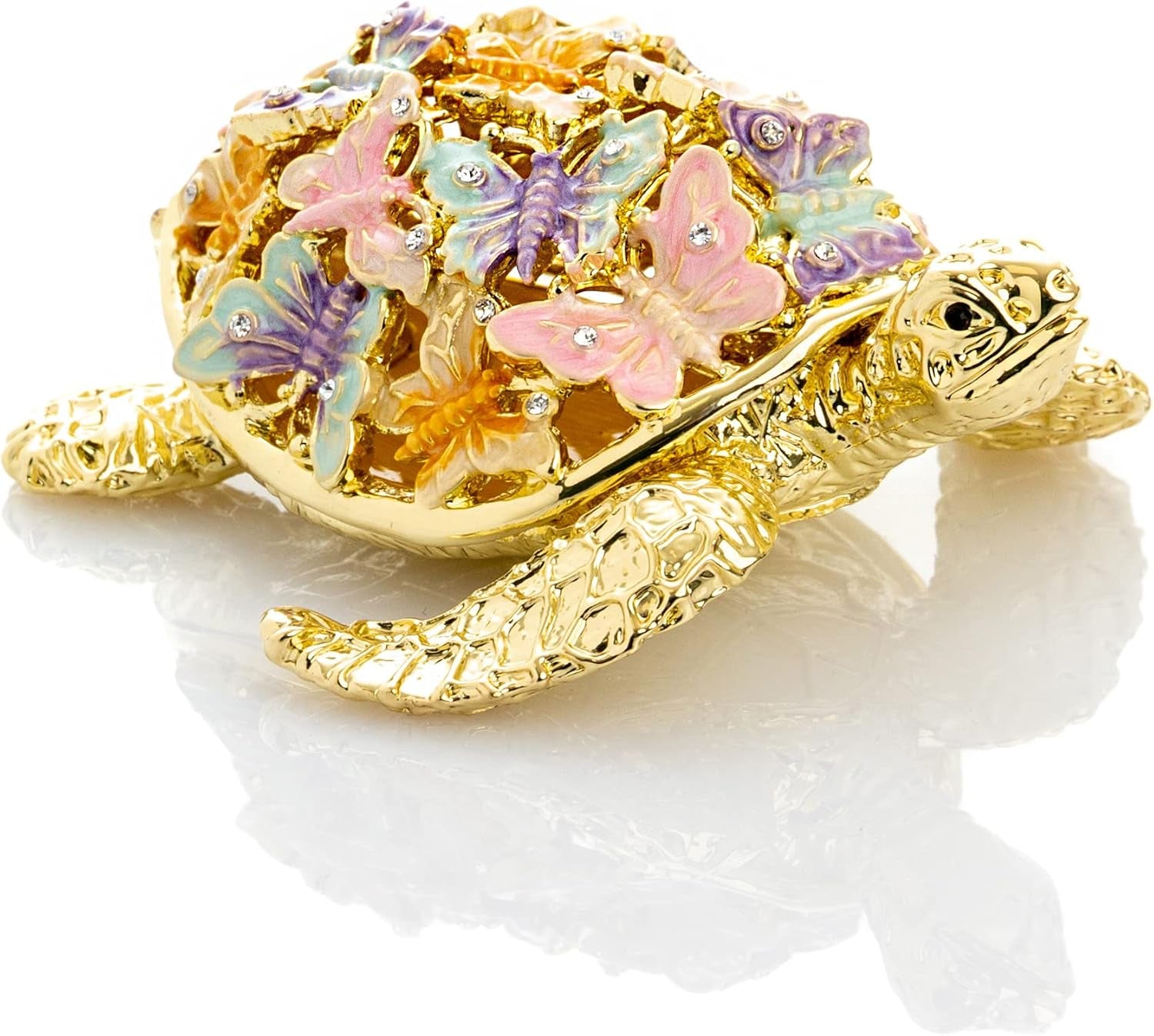 Golden Turtle Schmuckbox | Schmuckkästchen mit Kristall-Look