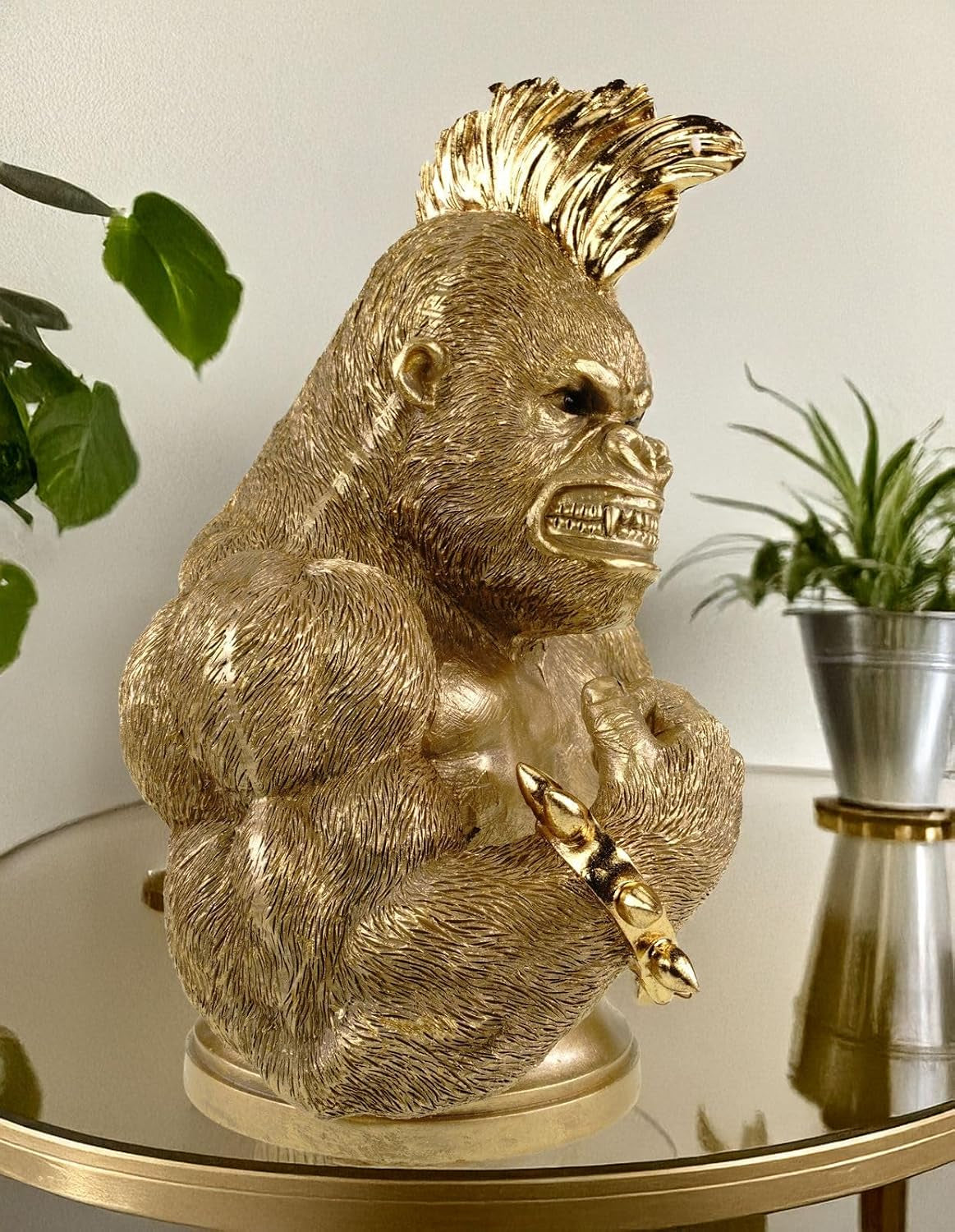 Gold Gorilla Bust 30 x 23 x 17 cm | XXL Tier-Skulptur