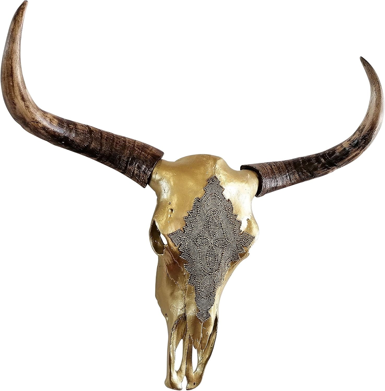 Michaelnoll Stierkopf Stier Bullenkopf Bullenschädel Geweih Hörner Wanddekoration Polyresin Riesig Gold Groß - Moderne Wanddeko Für Schlafzimmer Oder Wohnzimmer - Deko Dekoration - XXL 73 Cm