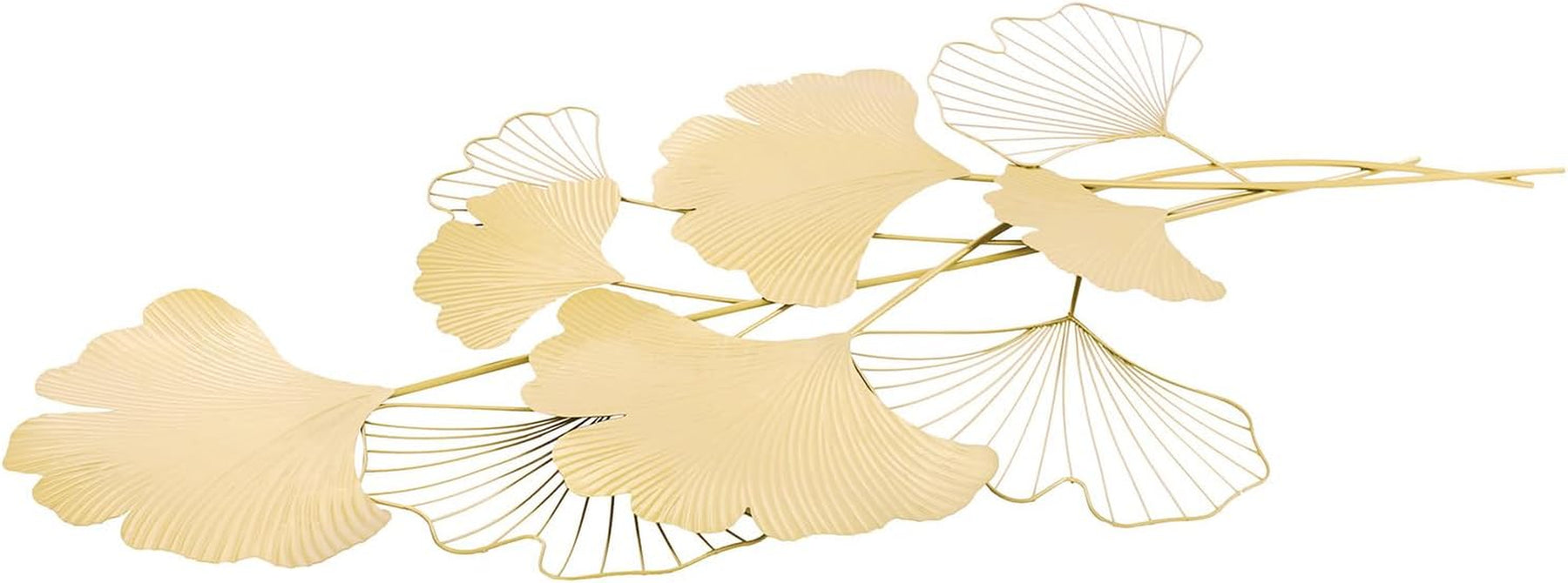 Wanddekoration Ginkgo 3D Wandbild Metall Wanddeko Blätter Wandverzierung Hintergrund Wand Wohnzimmer Elegante Dekoration Wandmontiert Wandskulpturen Für Foyer, Esszimmer, Lobby, Gold, 110X55 Cm