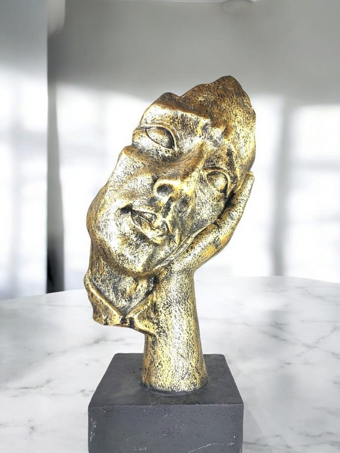 Goldene Gesichtsbüste 50 x 20 cm | Moderne Deko-Skulptur Detail 4