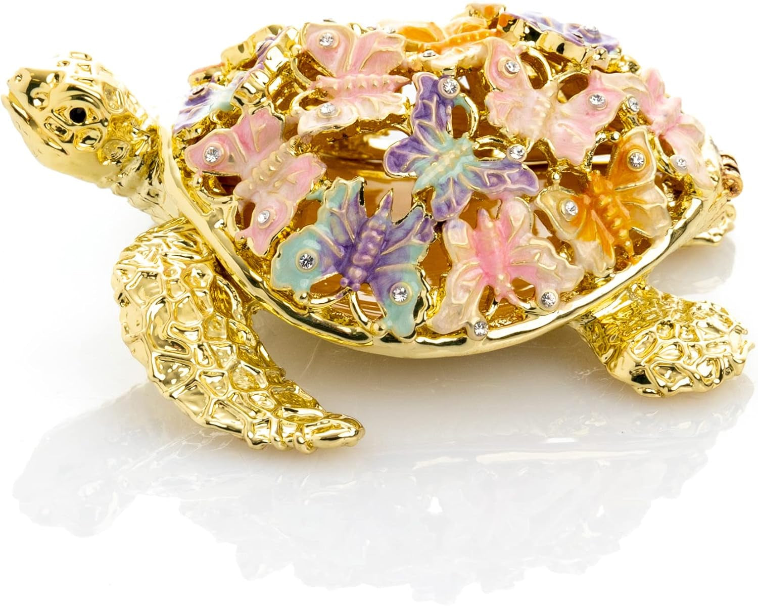 Golden Turtle Schmuckbox | Schmuckkästchen mit Kristall-Look