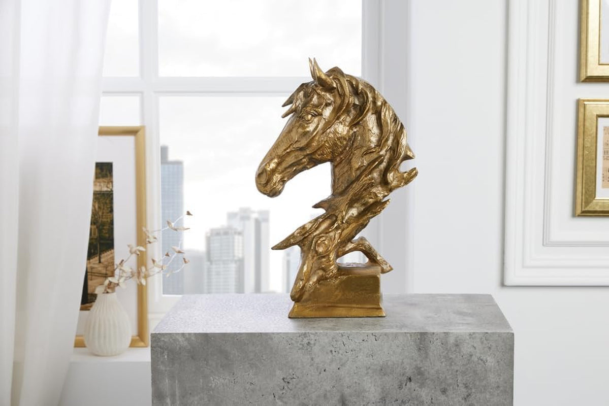 Caballo Pferdekopf Skulptur | Messingoptik 38 cm