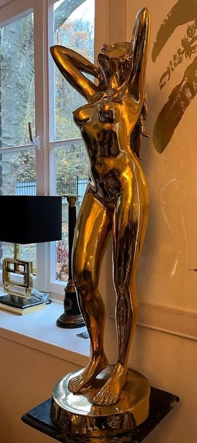 Golden Female Sculpture XXL Bronze-Skulptur 100 cm