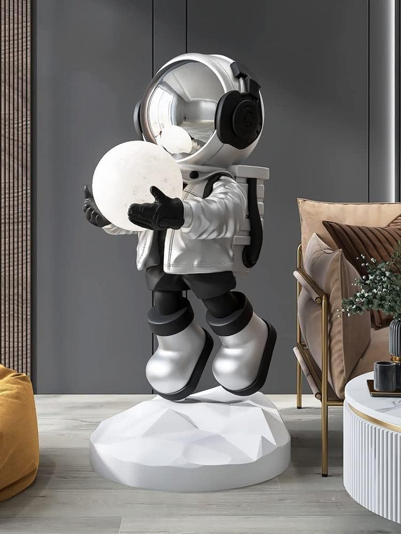 Statuen Home Decor Moderne Kunst Astronaut Statue Skulptur Korridor Licht Bodendekoration Ornamente Skulptur Deko (Color : Gold)
