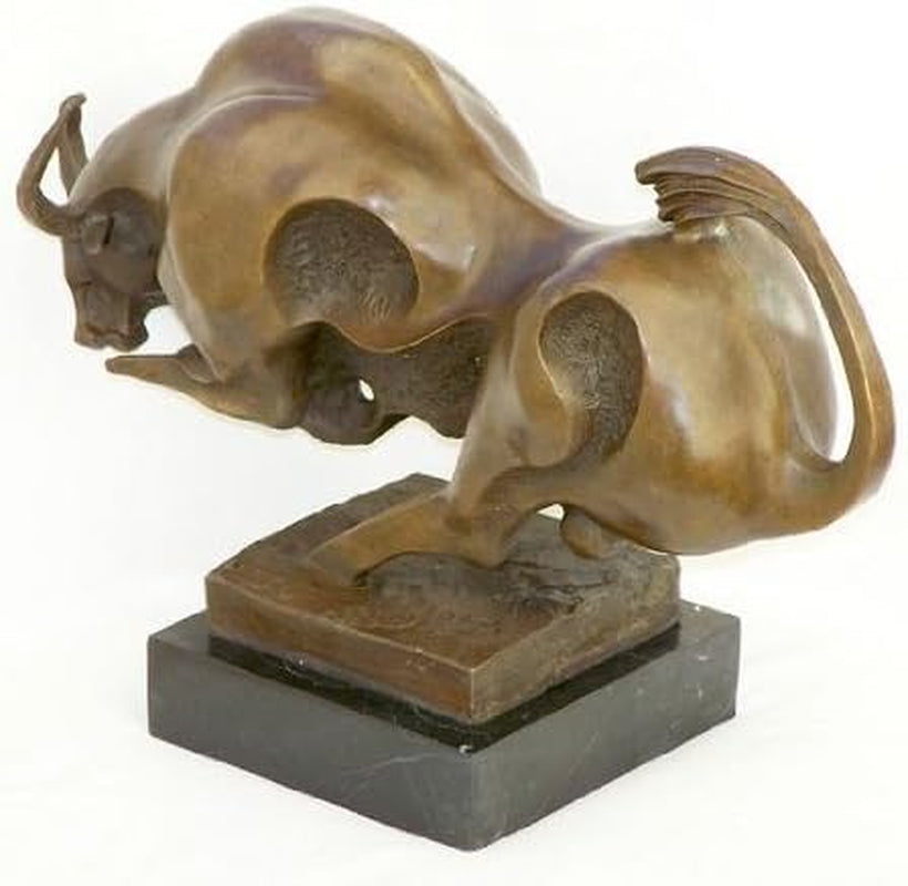 Börsenstier Kaufen - Stier Skulptur Auf Marmor - Milo Bulle - Kubismus Statue - Deko Figur Aus Bronze - Wohndeko - Einrichtung -Charging Bull - Abstrakte Kunst