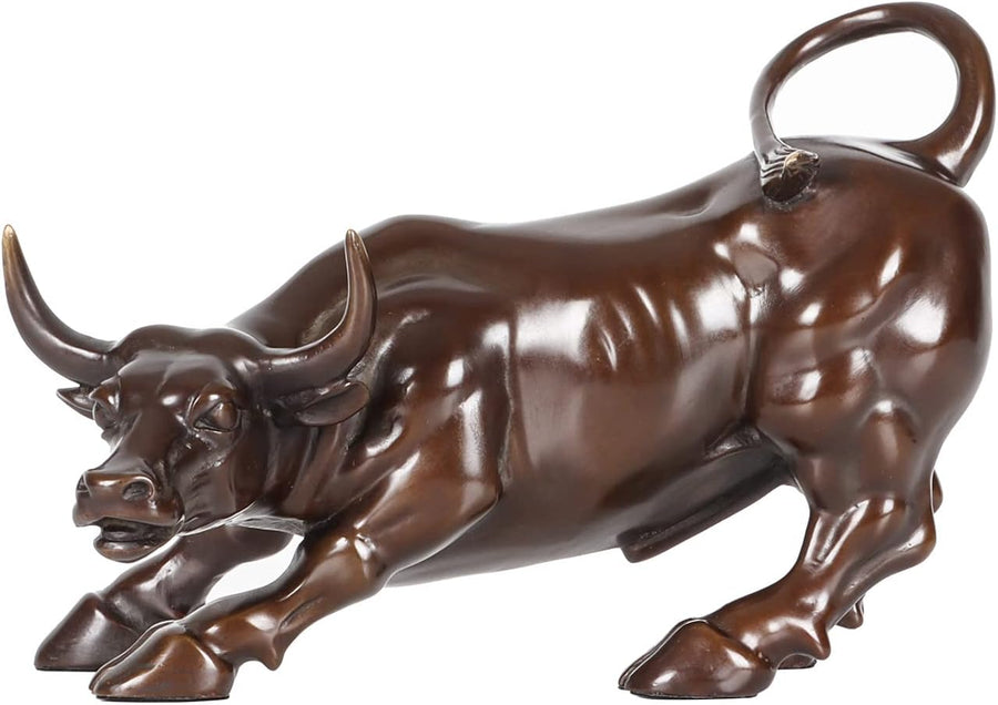 25,9 Cm L Bronze Wall Street Bull Statue Börse Lade Stier Skulptur