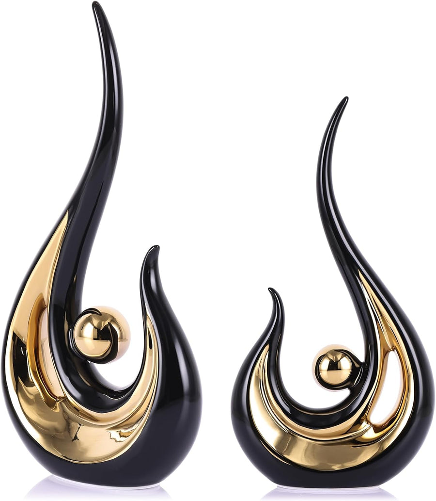 Black-Gold Centerpiece Sculpture | Moderne Tischskulptur