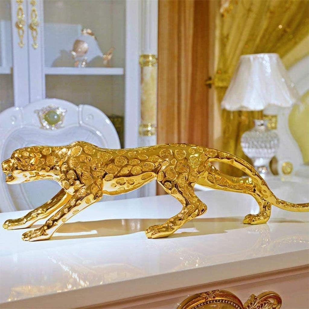Feng Shui Panther Gold | Große Raubkatzen-Skulptur
