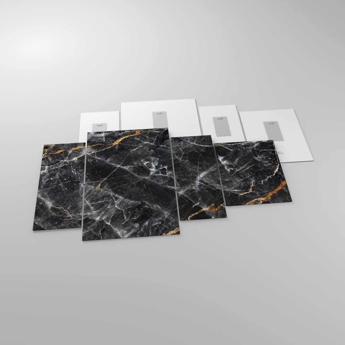 Black Marble Glasbild Schwarz-Gold 120 x 70 cm