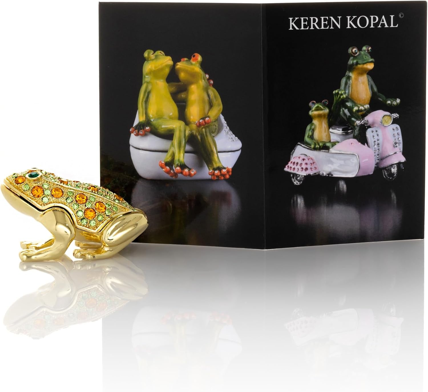 Frog Schmuckbox Gold | Schmuckkästchen mit Kristall-Look