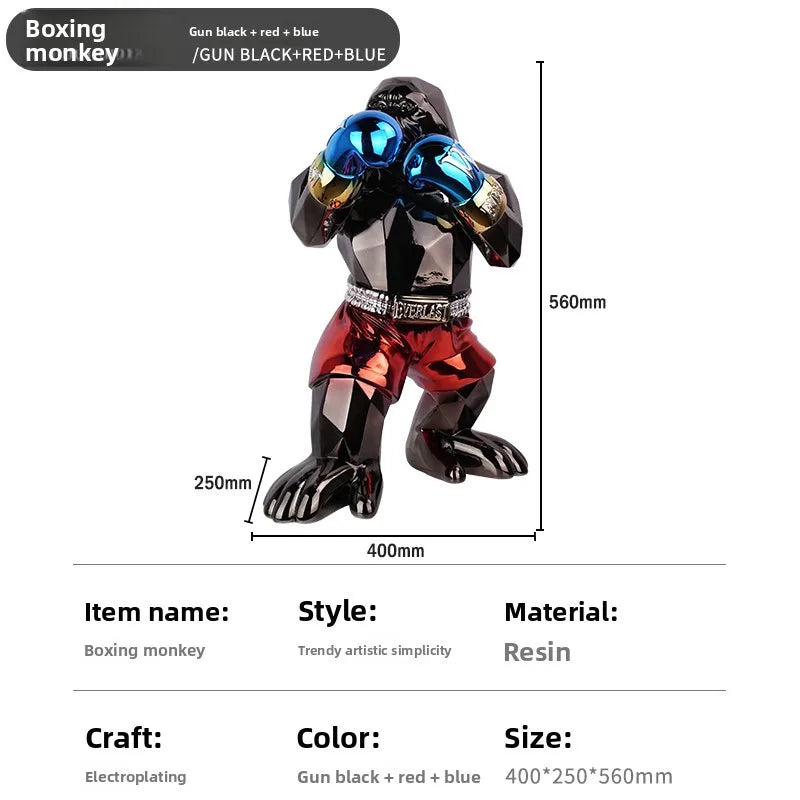 Modern Creative Home Decor Electroplating Gorilla Sculpture Animal Figurine Living Room Office Decoration Statue Resin Crafts