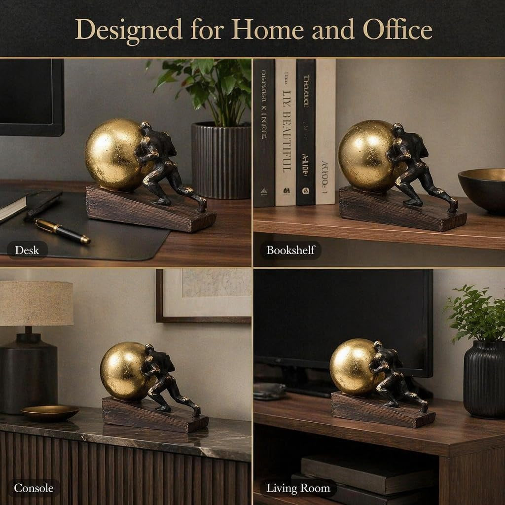 Sisyphus Gold-Chrome | Skulptur für Office und Regal