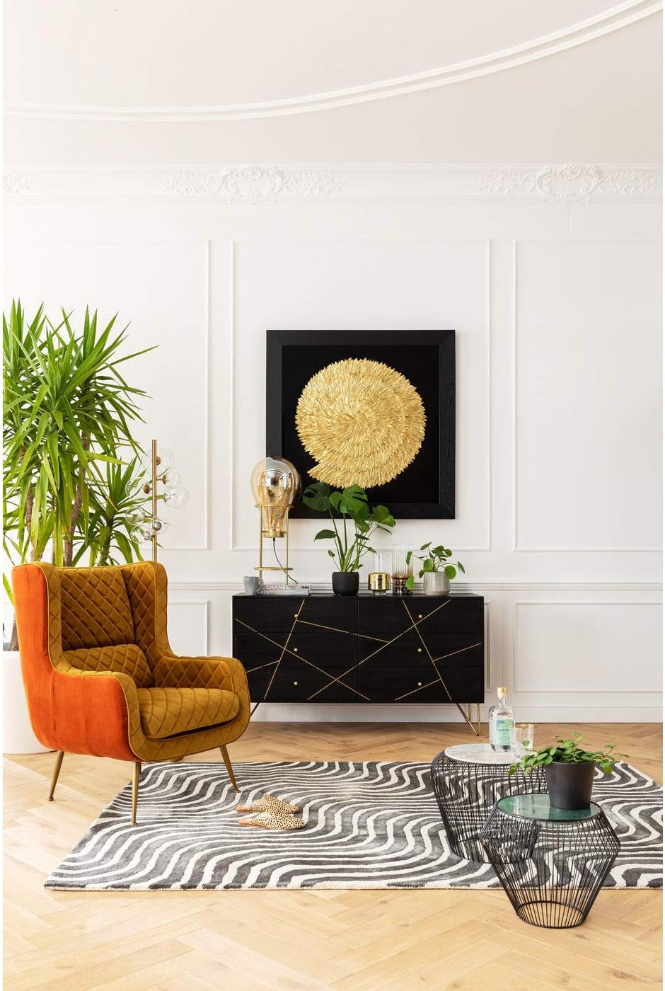 Kare Design Deko Rahmen Golden Snail Gold, Wanddeko, Wandbild, 3D Bild, Dekobild, Glasbild, Modern, Wohnzimmer, Schlafzimmer, Flur, 120X120X5Cm