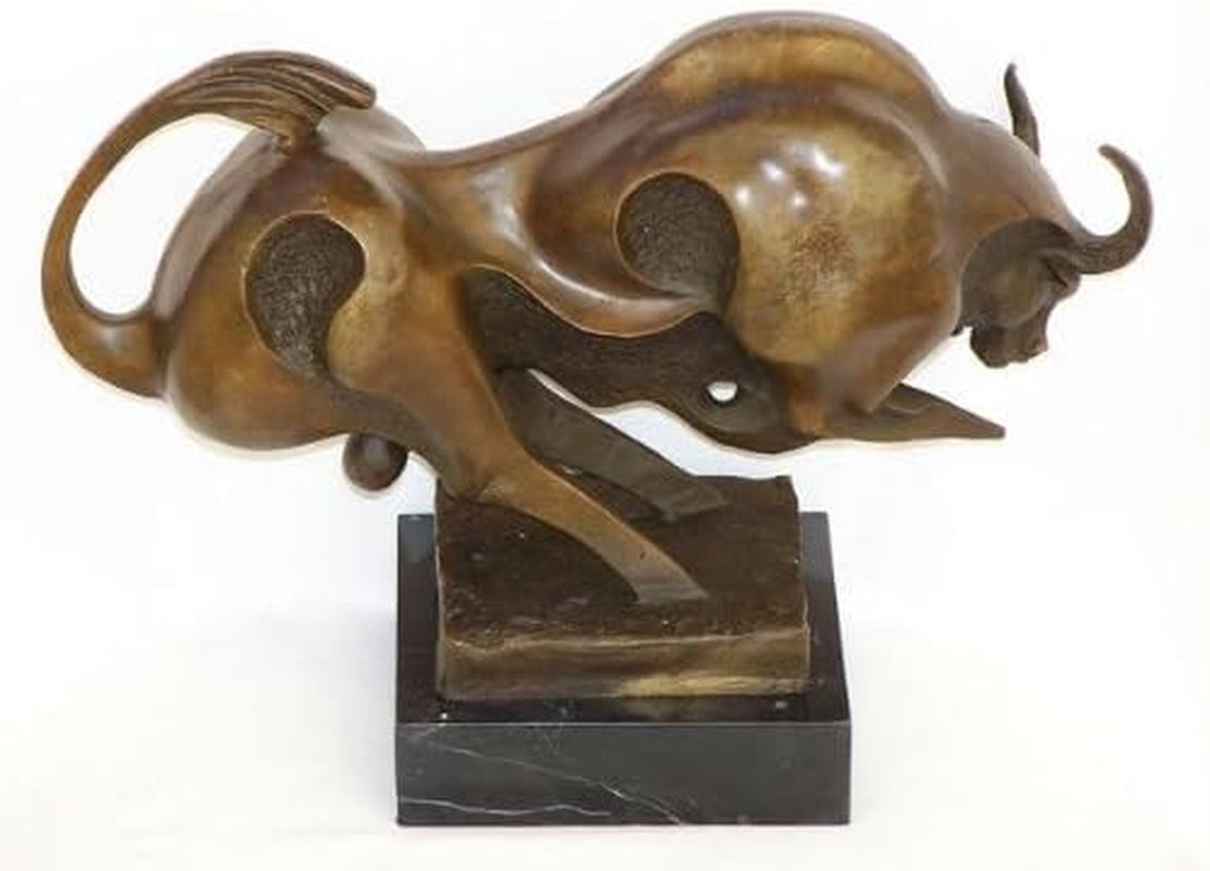 Börsenstier Kaufen - Stier Skulptur Auf Marmor - Milo Bulle - Kubismus Statue - Deko Figur Aus Bronze - Wohndeko - Einrichtung -Charging Bull - Abstrakte Kunst