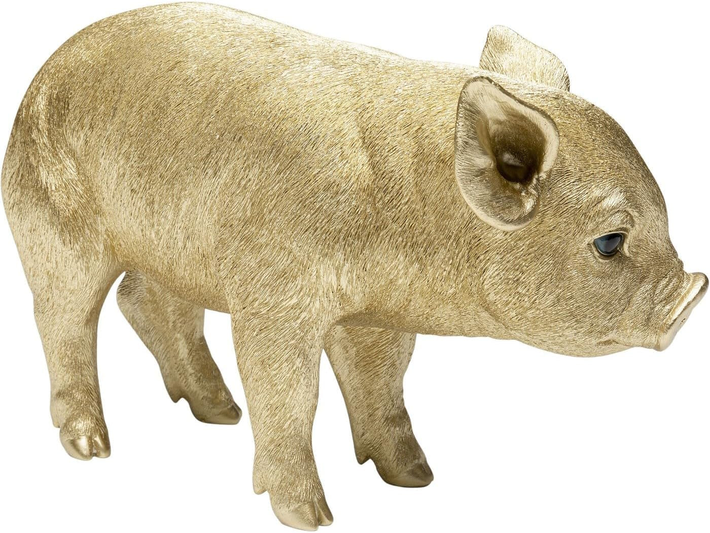 Kare Design Deko Figur Baby Pig, Gold, Handgefertigt, Unikat, Deko Objekt Fürs Wohnzimmer, Für Regale, Glücksbringer, Tier Design, 23X38X14 Cm (H/B/T)