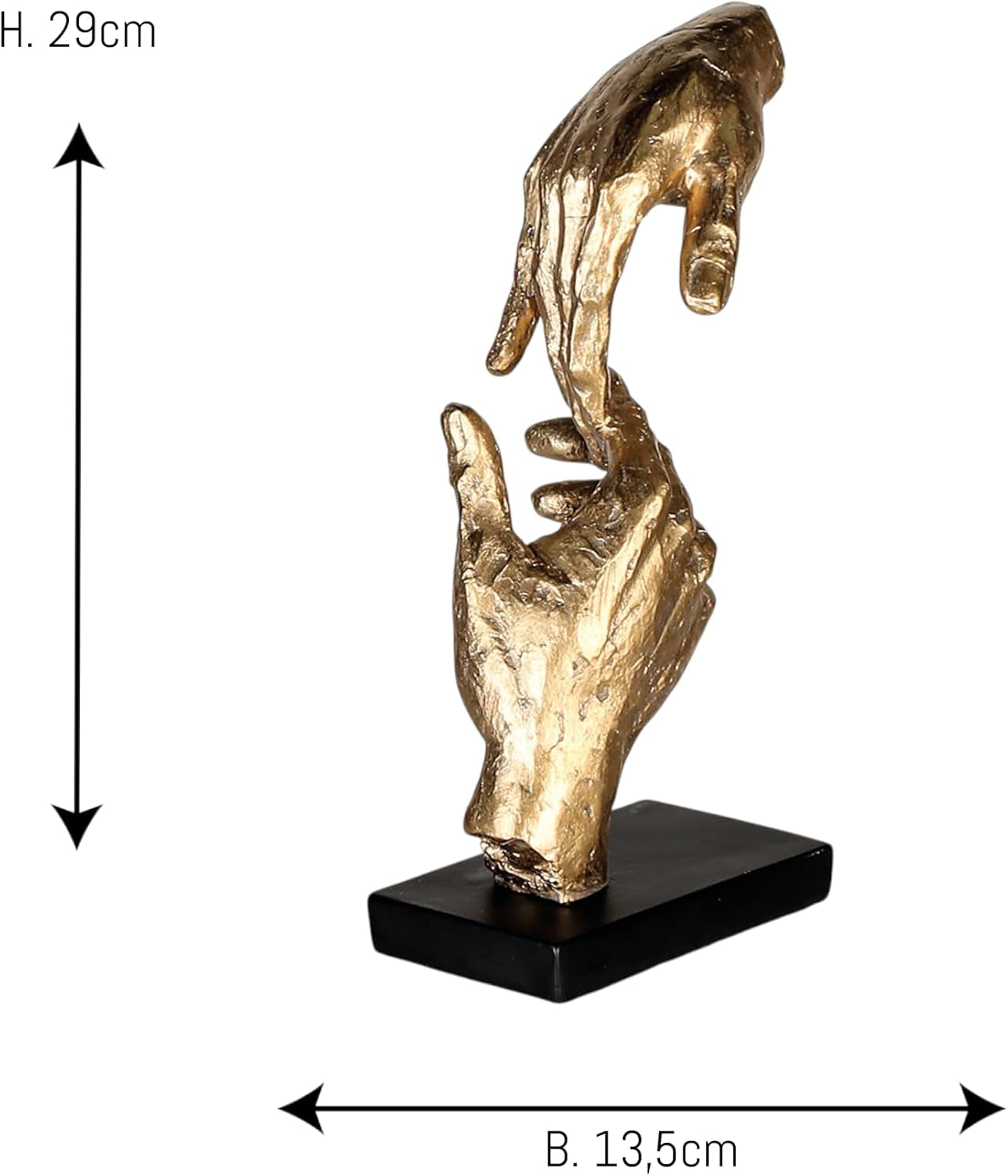 Two Hands Gold Skulptur 29 cm | Symbolfigur Zusammenhalt Detail 2