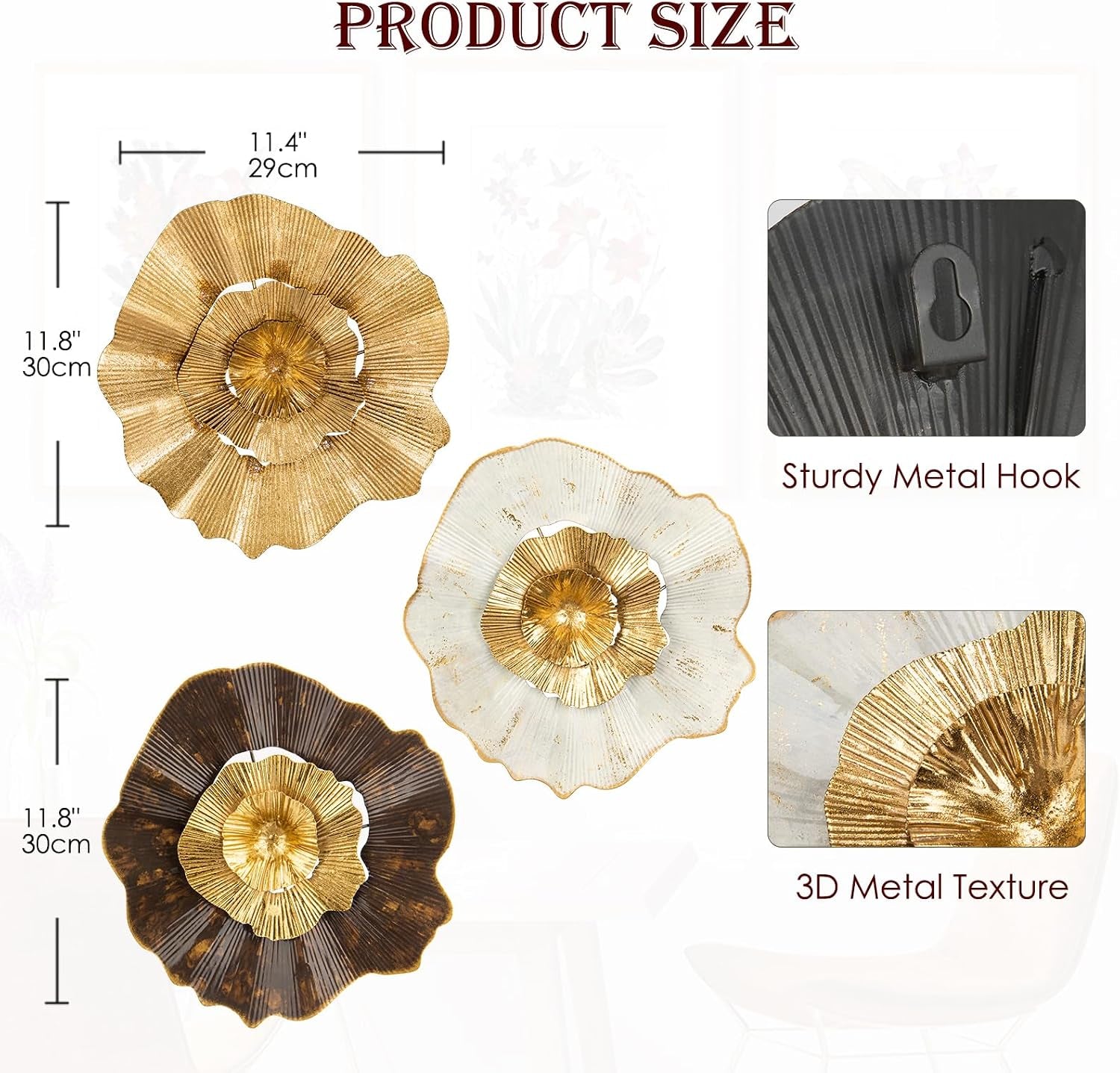 Gold Wall Circles 3er-Set 30 x 30 cm | Metall-Wandobjekte