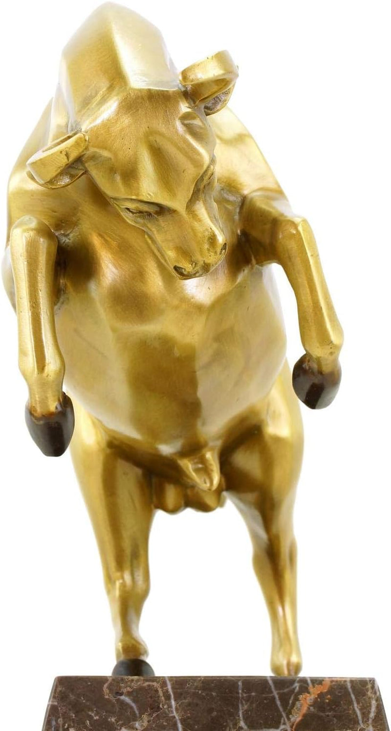Bronze Börsen Stier Auf Marmorsockel - Limitierte Skulptur Von Martin Klein - Bulle/Taurus/Börsenbulle - Tierskulptur - Deko Statue - Höhe: 32 Cm - Büro - Wohnen - Moderne Kunst