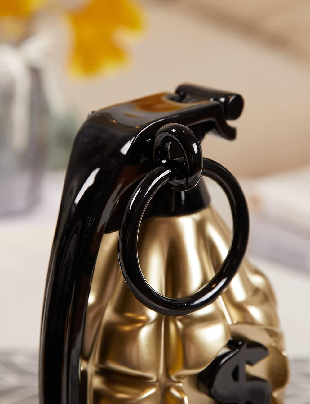 Dollarzeichen Granate Skulptur Figur Moderne Kunst Deko Abstrakte Arts Geschenk Für Bücherregal Schreibtisch Tisch Champagner 25Cm