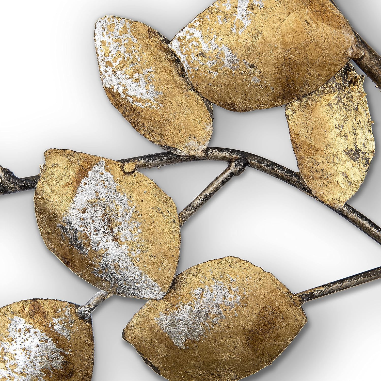 Golden Leaf Metall Wanddeko | Pflanzen-Wandobjekt 80 x 76 cm