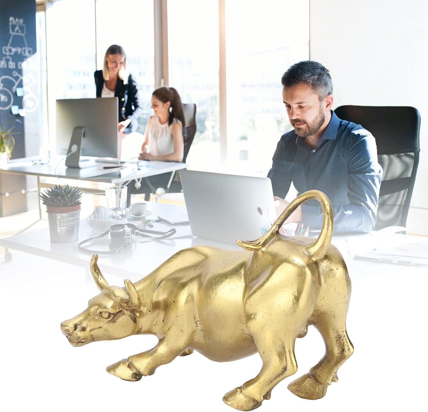 Wall Street Bull 11,7 cm | Messing-Stier für Office & Desk