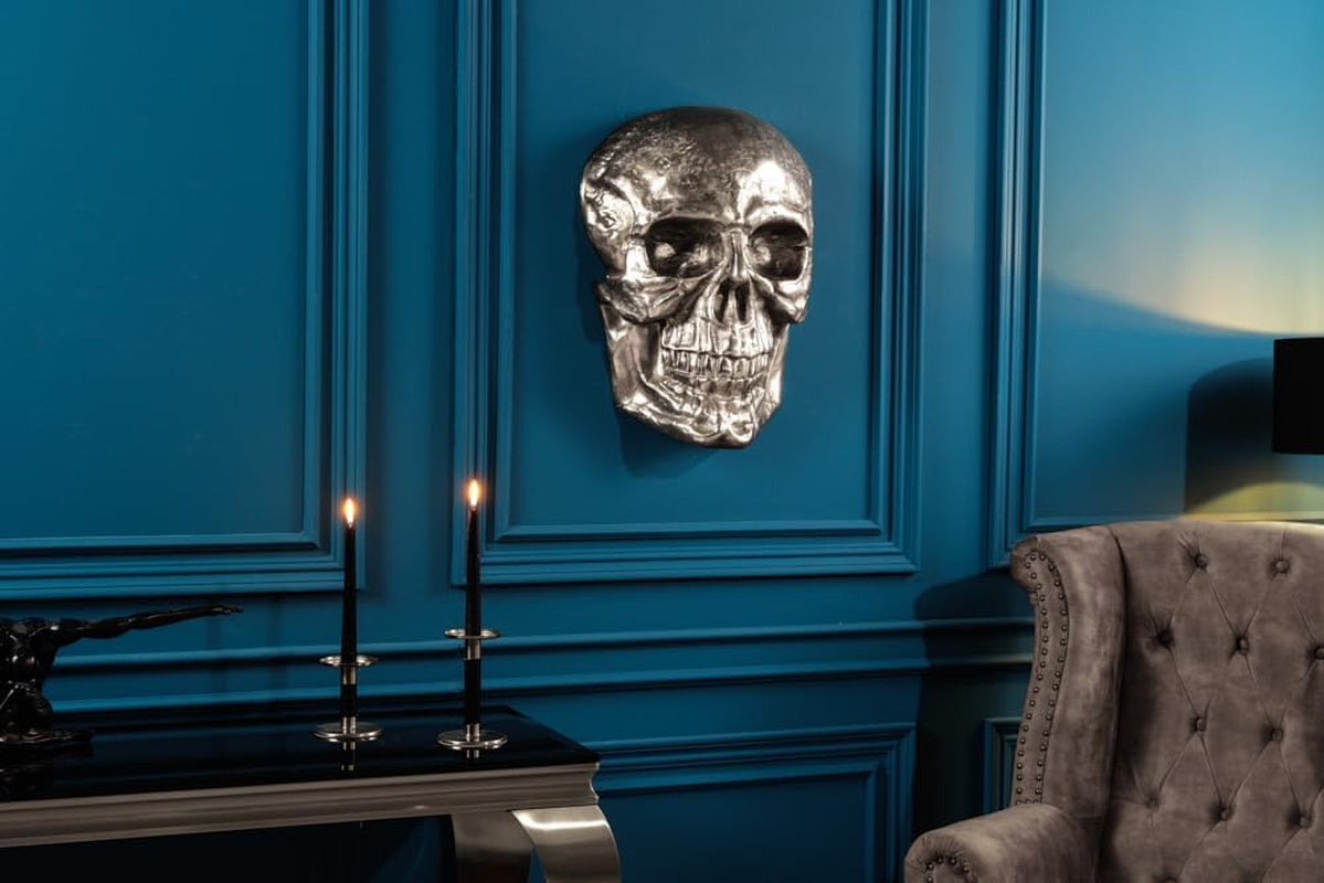 XXL Skull Silver | Wandobjekt mit Chromeffekt
