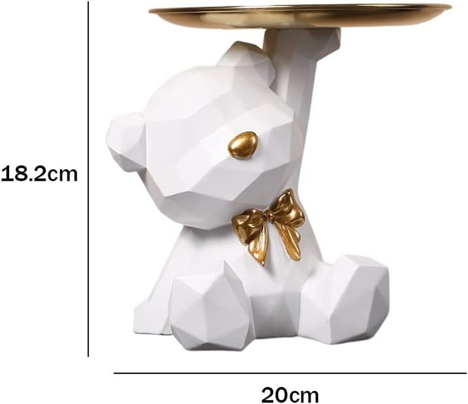 Bär Skulptur Deko, Bär Statue Mit Tablett, Harz Tier Skulptur, Geschenk Für Wohnzimmer, Eingangsbereich, Büro, Schreibtischdekoration