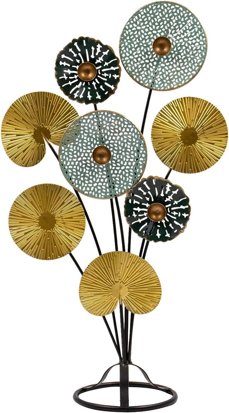 Black-Gold Flower Skulptur | Metallobjekt 53 cm