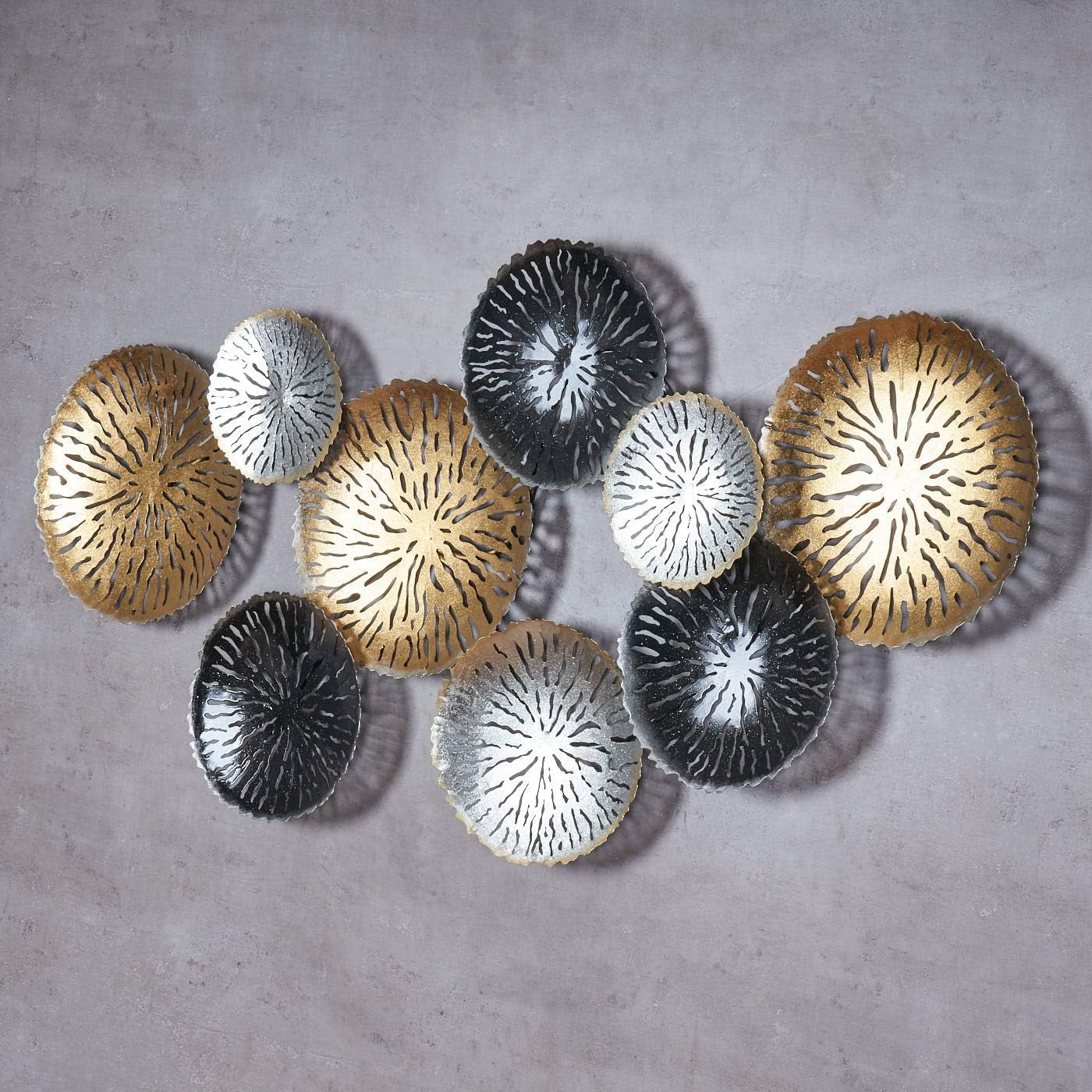 Rings Gold Metallbild 3D Wandkunst 115 x 56 cm