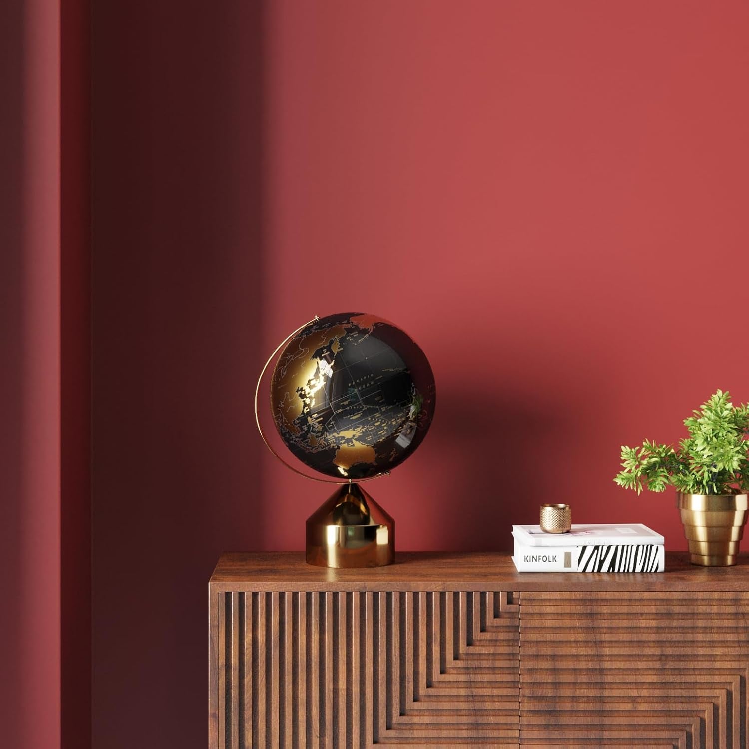 Black-Gold Globe - Schreibtischobjekt mit Goldakzent