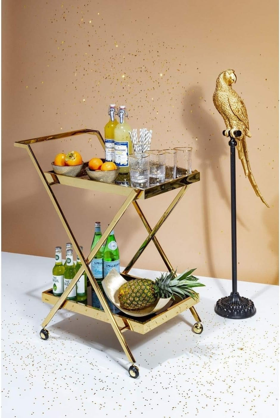 Parrot Gold 116 cm - Große Papagei-Skulptur