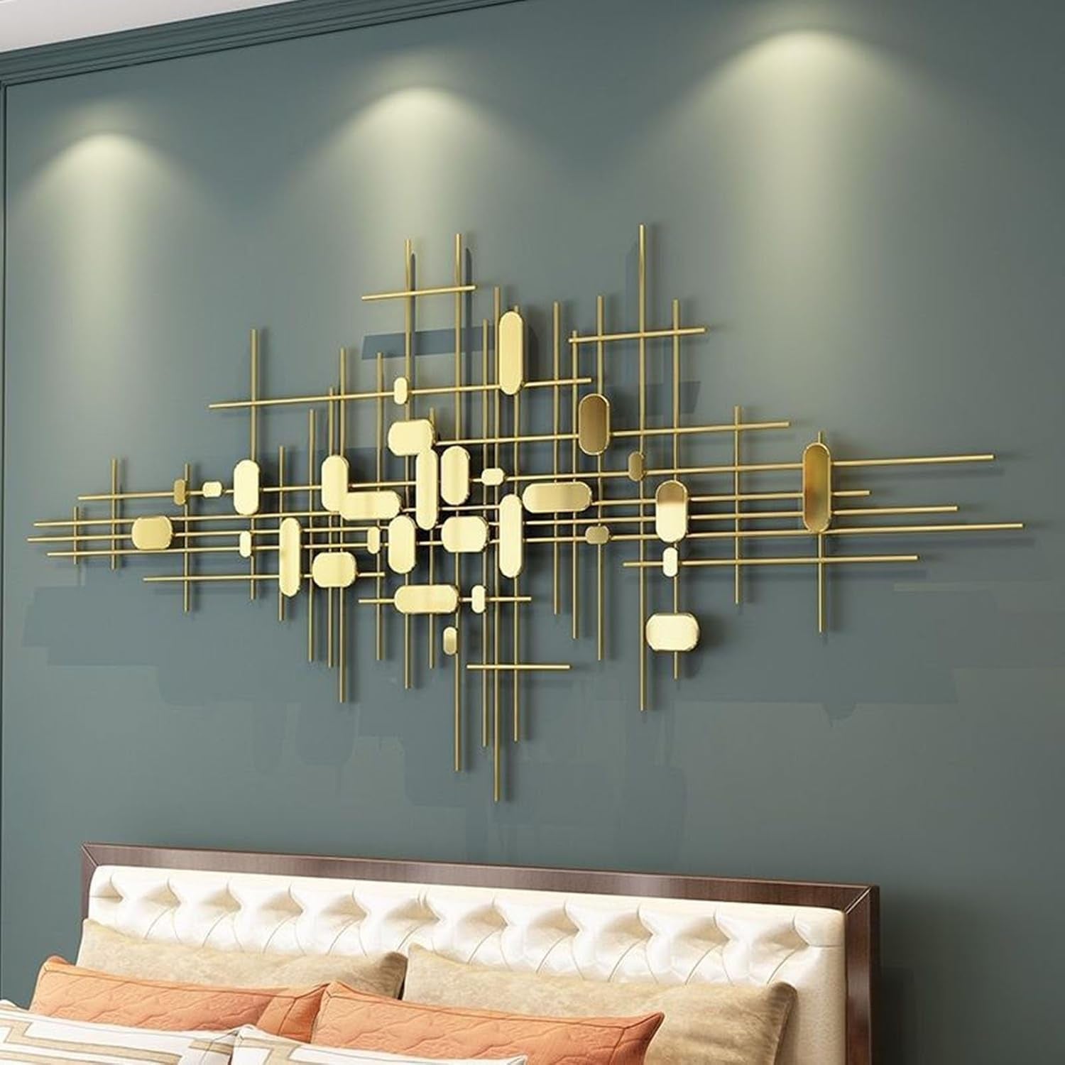 Gold Wanddekoration Für Wohnzimmer, Moderne Luxus Wandkunst 3D Metall Hängende Wand Skulptur, Hintergrundwand Ornament Für Schlafzimmer, Esszimmer, Attraktives Geschenk