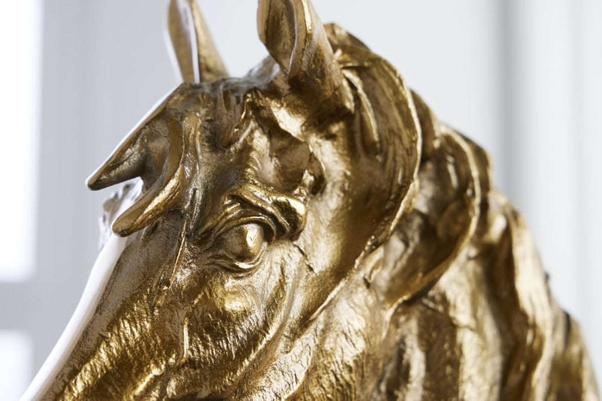 Caballo Pferdekopf Skulptur | Messingoptik 38 cm