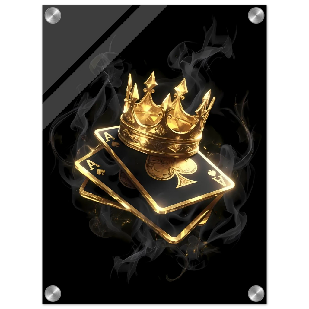 [Leinwandbild "King of Spades" – Pik Ass & Goldene Krone] - Luxus Wandbild mit 24 Karat Gold | Dark Luxury Interior & Wanddekoration.